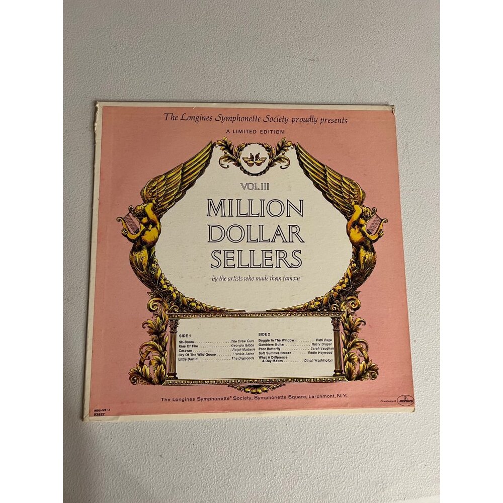 Million Dollar Sellers Longines Symphonette Vol III Vinyl Record Society Pre-Own
